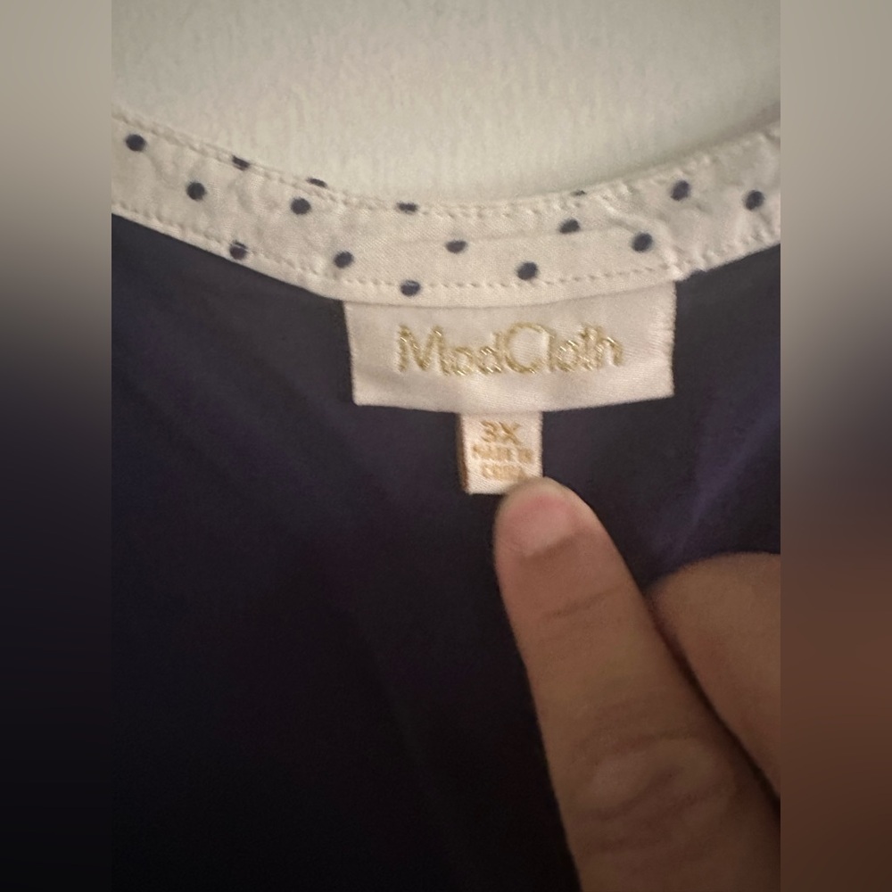 Aesthetic retro  ModCloth sleeveless top white polka dot trim.  Plus size 3X - Picture 4 of 11